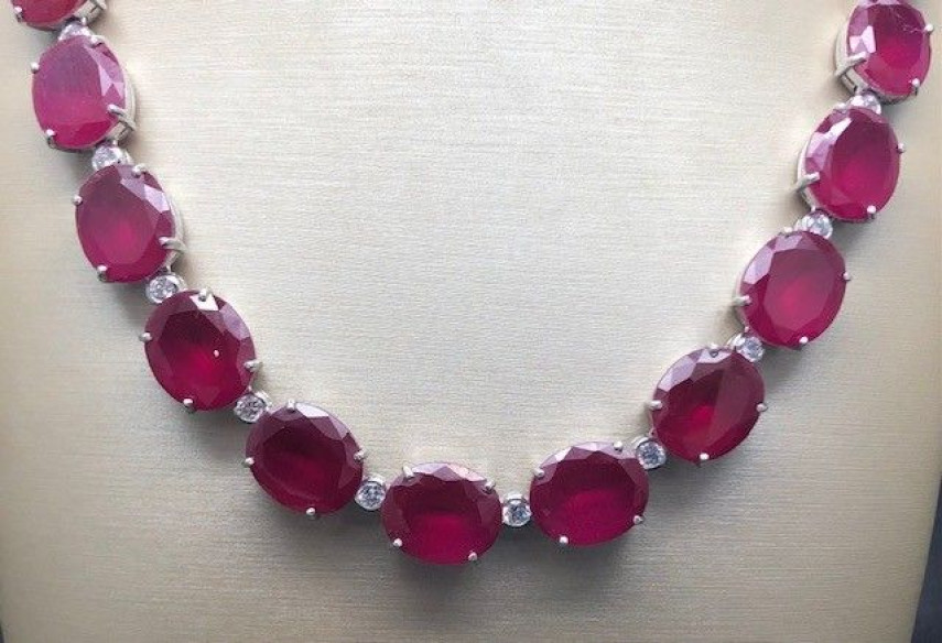 Collar rubí plata