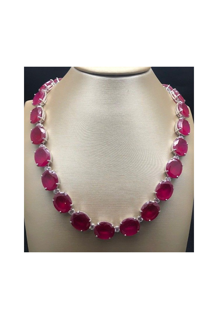 Collar rubí plata