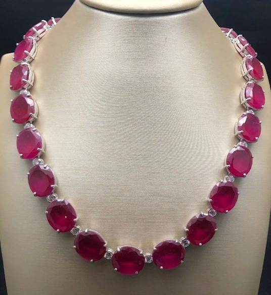 Collar rubí plata