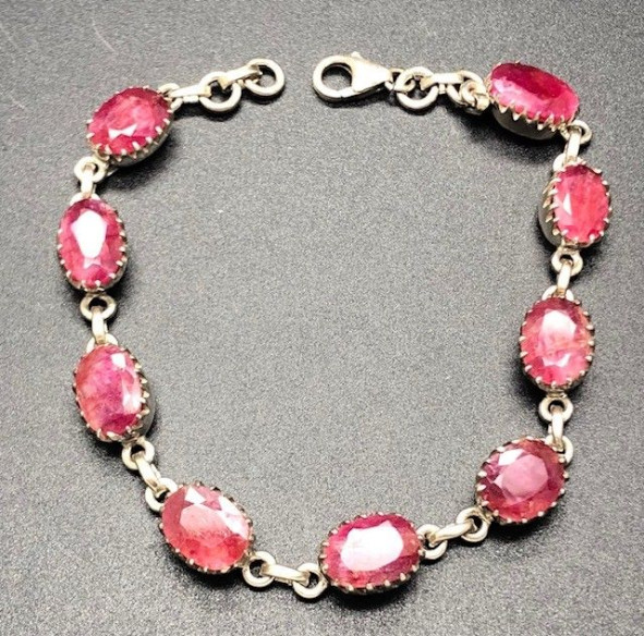 Pulsera rubí plata