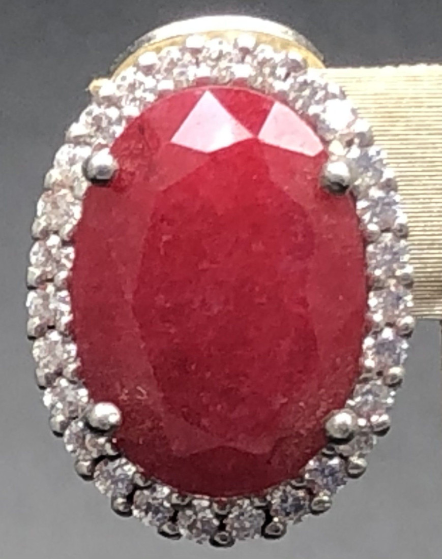 Pendiente rubí plata