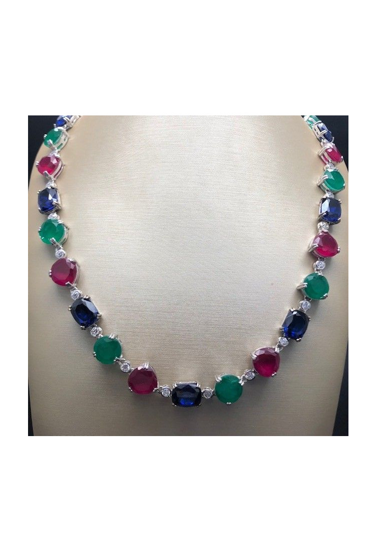 Collar multicolor plata