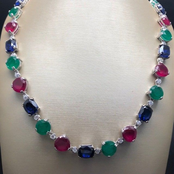 Collar multicolor plata