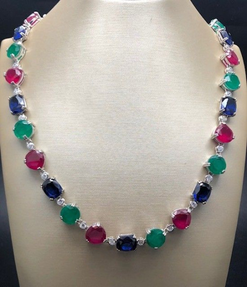 Collar multicolor plata