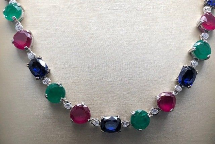 Collar multicolor plata
