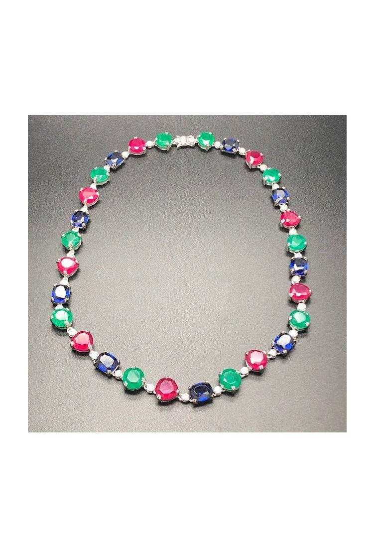 Collar multicolor plata