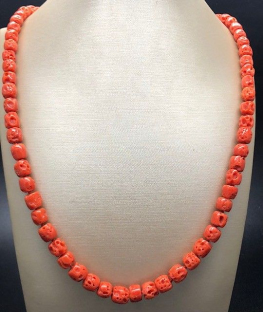 Collar coral bambú plata
