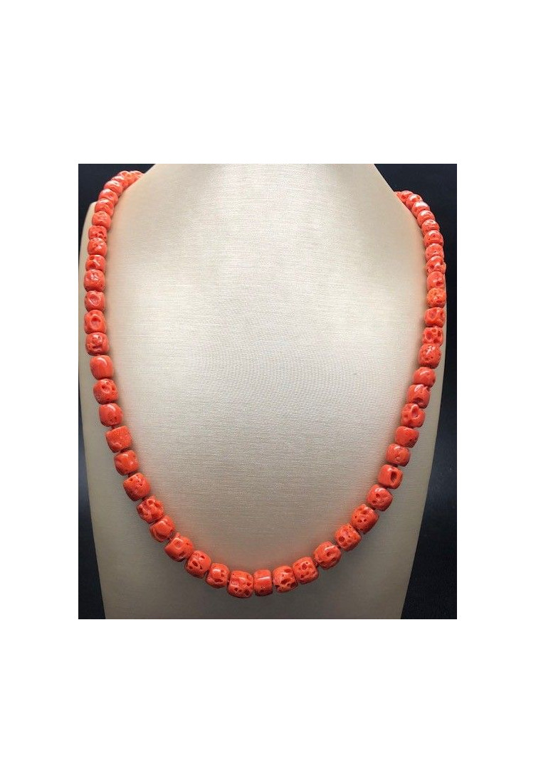 Collar coral bambú plata