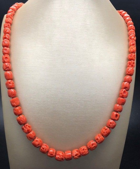 Collar coral bambú plata