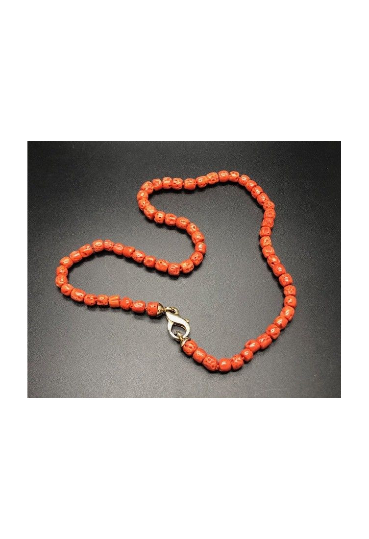 Collar coral bambú plata