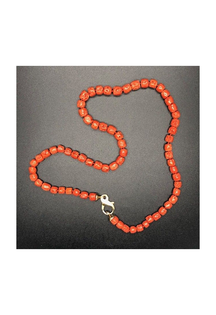 Collar coral bambú plata