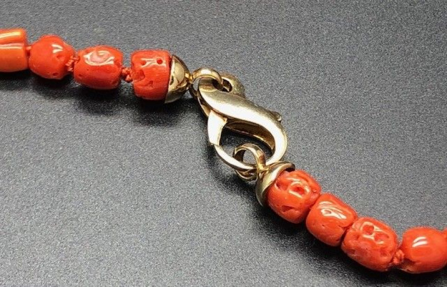 Collar coral bambú plata