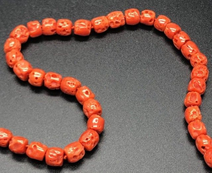 Collar coral bambú plata
