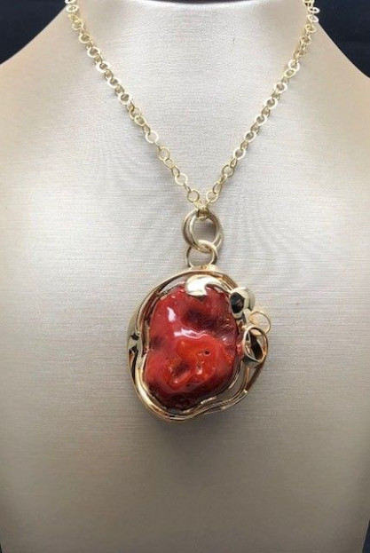 Collar coral plata