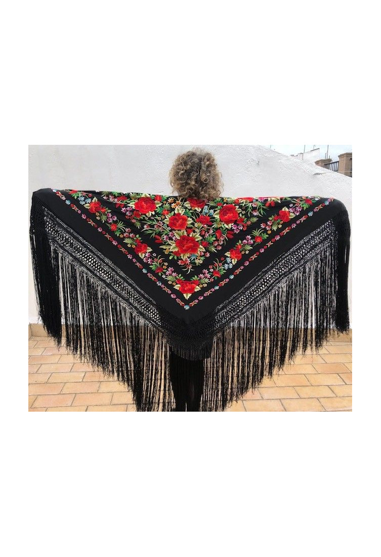 Mantón de Seda Natural Bordado a Mano 140 cm | Juan Foronda