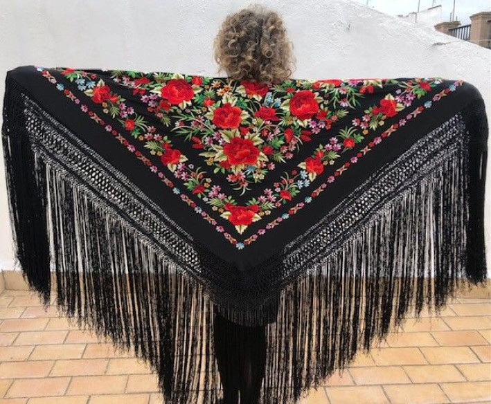 Mantón de Seda Natural Bordado a Mano 140 cm | Juan Foronda