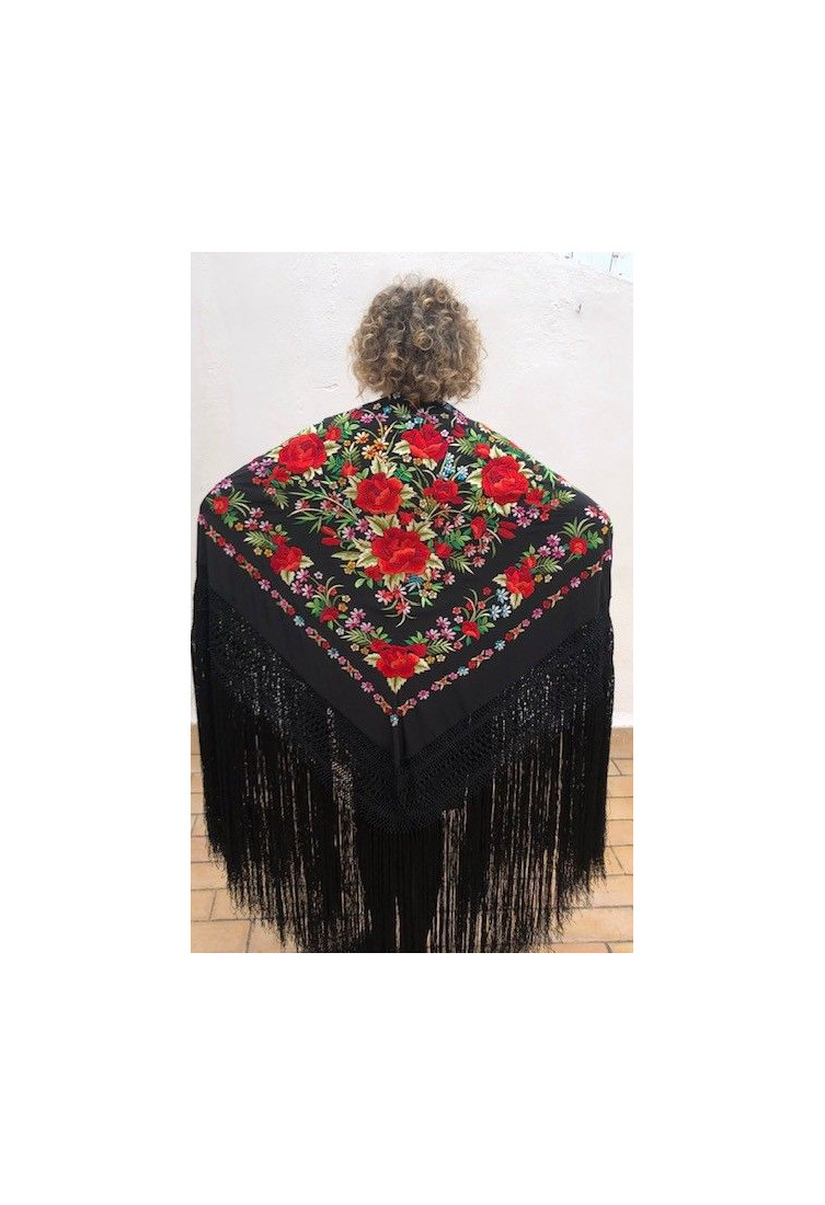 Mantón de Seda Natural Bordado a Mano 140 cm | Juan Foronda