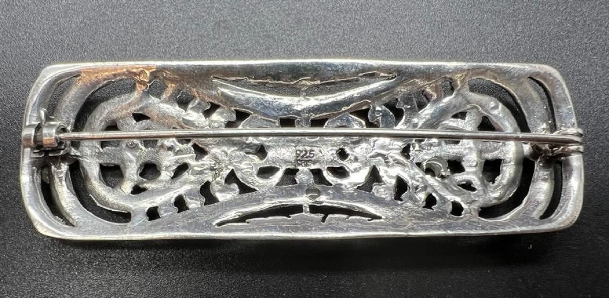 Broche plata y marcasitas