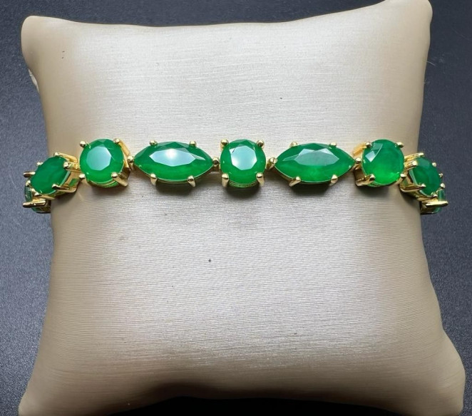 Pulsera esmeralda plata