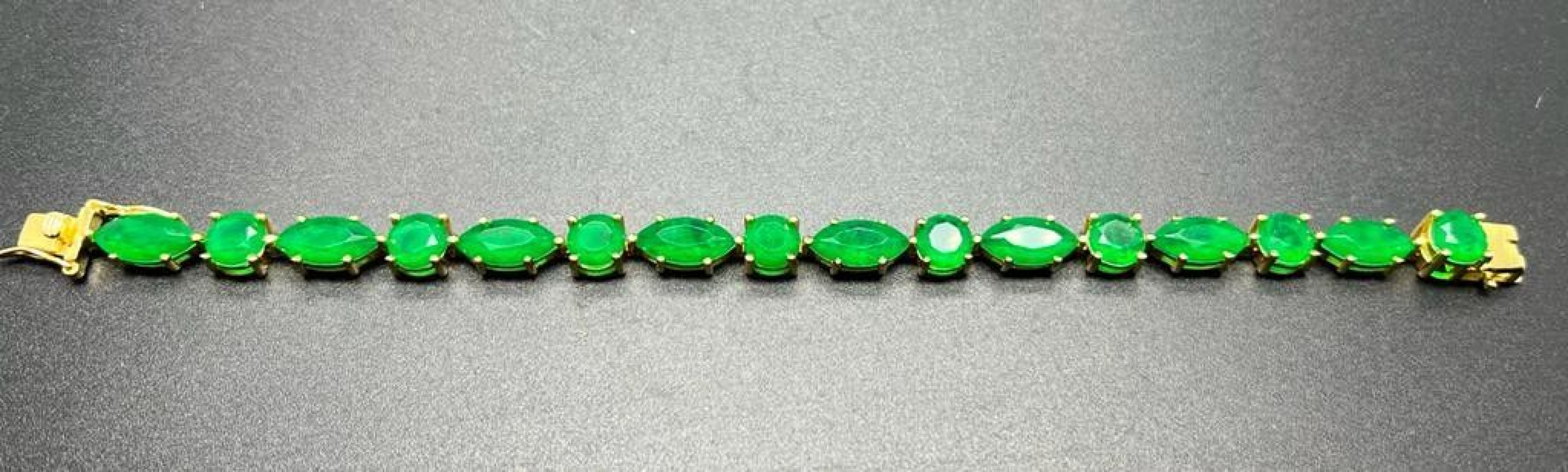 Pulsera esmeralda plata