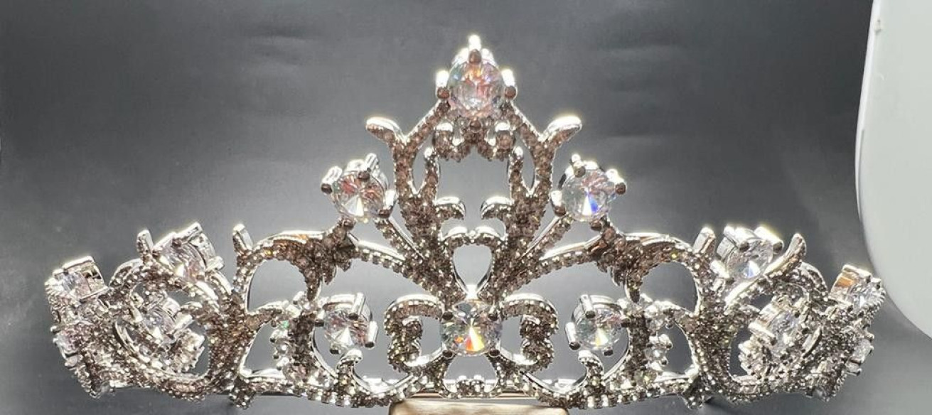 Tiara rodio cristales y circonitas