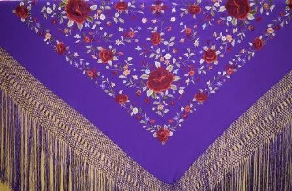Mantón Bordado a Mano | Seda Natural 140cm | Juan Foronda