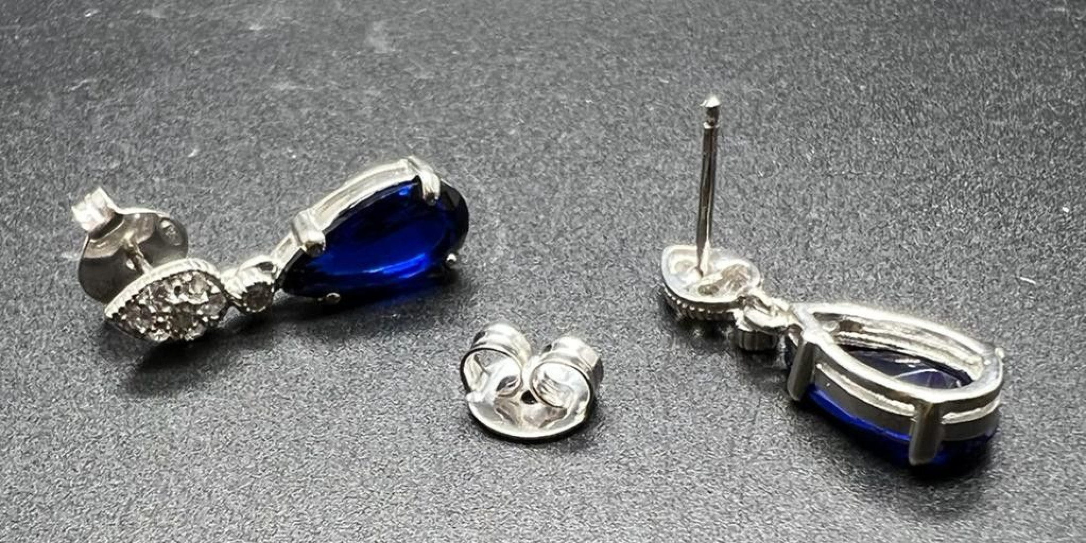 Pendiente zafiro plata