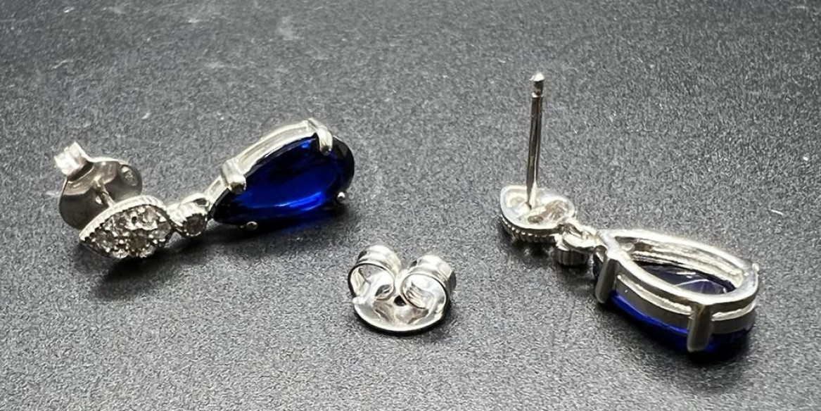 Pendiente zafiro plata