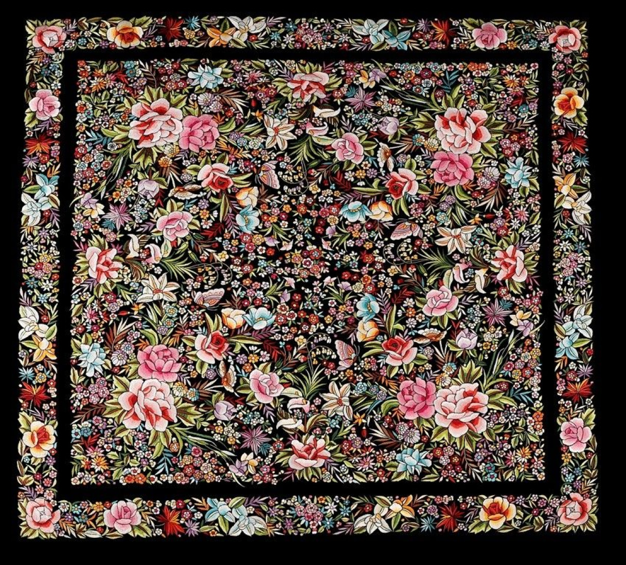 Mantón de Seda Bordado a Mano | 140cm | Juan Foronda