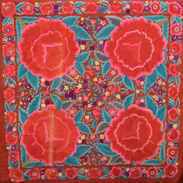 Mantón antiguo mano seda 170cm