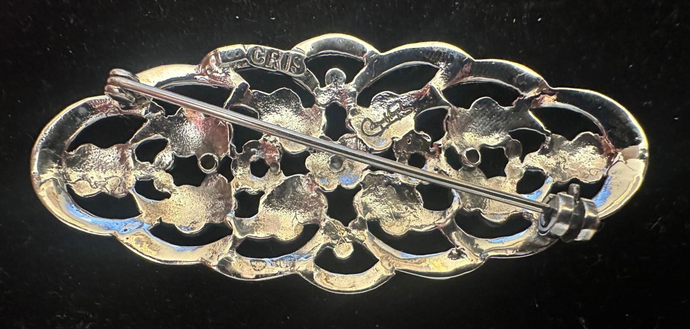 Broche plata con marcasitas 7,5*3 cm