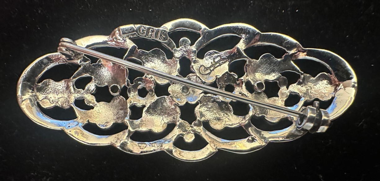 Broche plata con marcasitas 7,5*3 cm