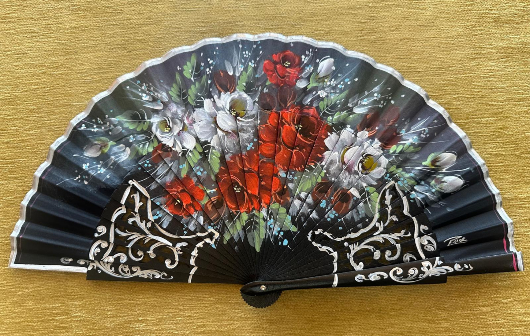 Abanico abedul rosas