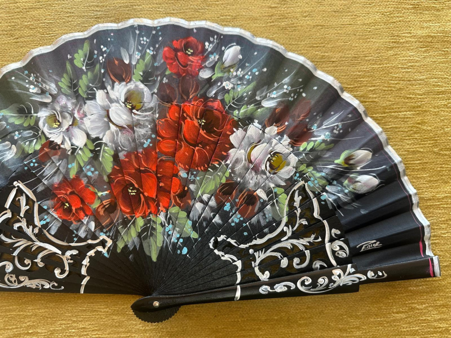 Abanico abedul rosas