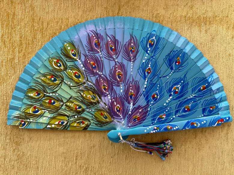 Abanico plumas pavo real