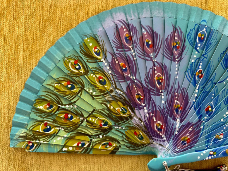 Abanico plumas pavo real