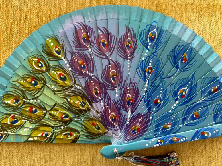 Abanico plumas pavo real