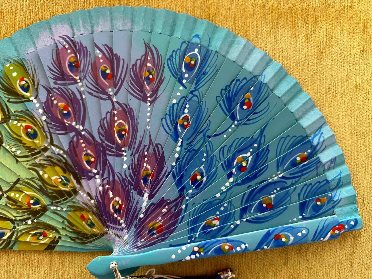 Abanico plumas pavo real