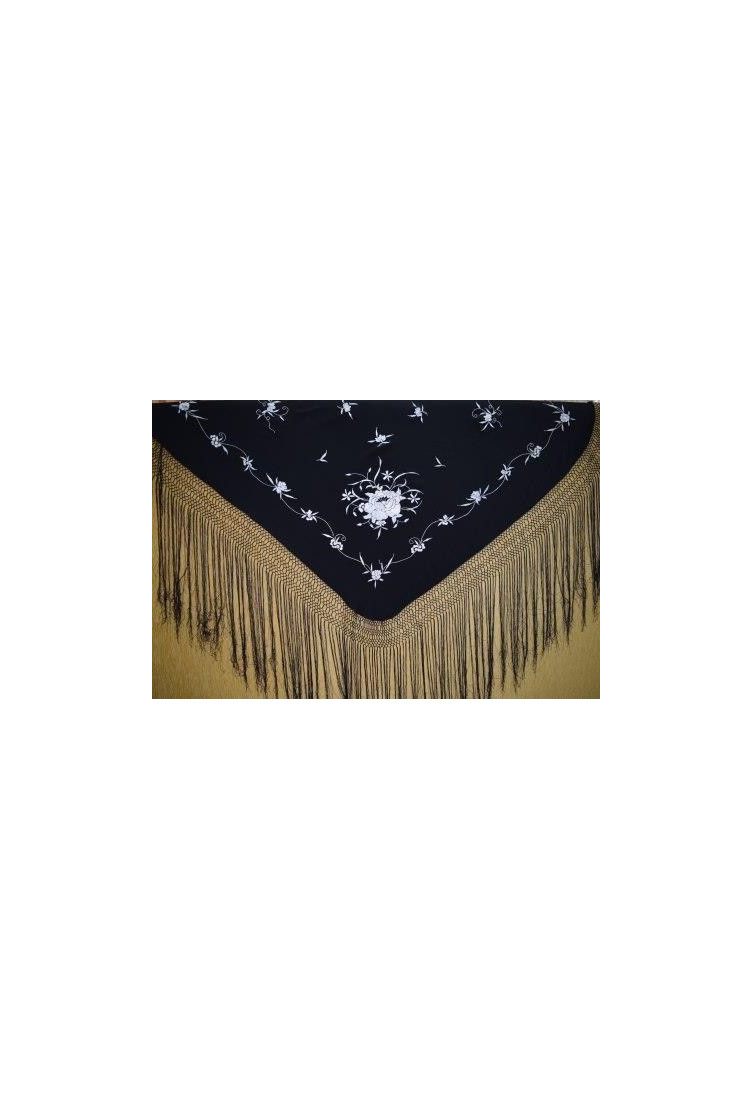 Mantón bordado a mano en seda 100cm