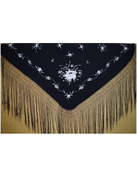 Mantón bordado a mano en seda 100cm