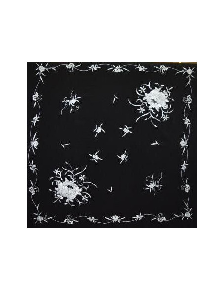 Mantón bordado a mano en seda 100cm
