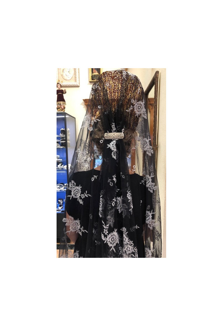 Mantilla máquina negro plata 120*220