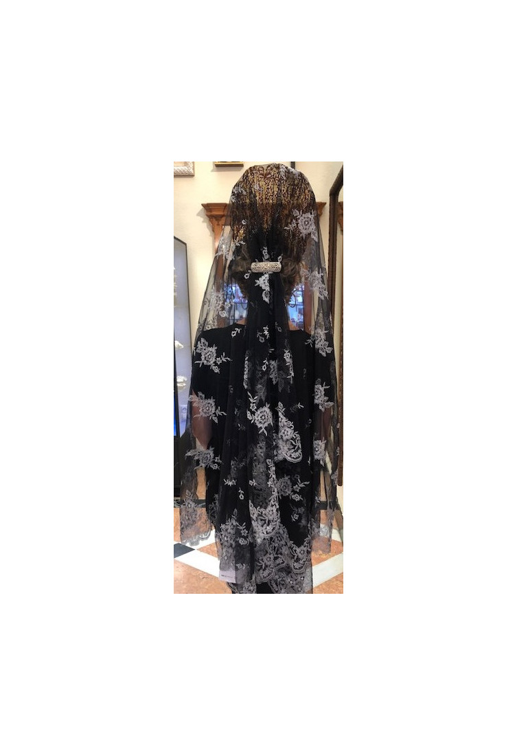 Mantilla máquina negro plata 120*220