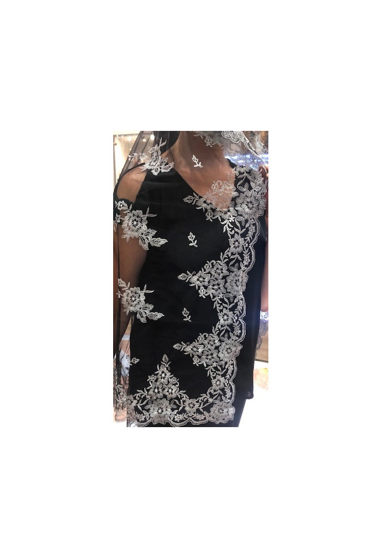 Mantilla máquina negro plata 120*220