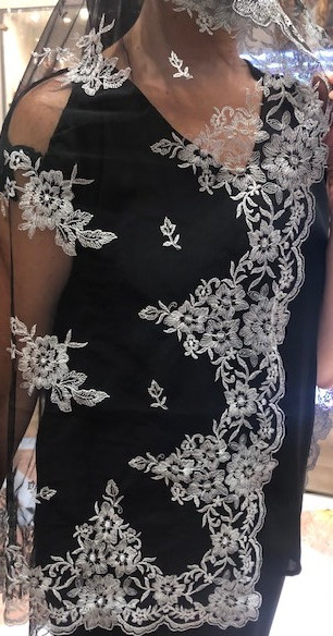 Mantilla máquina negro plata 120*220