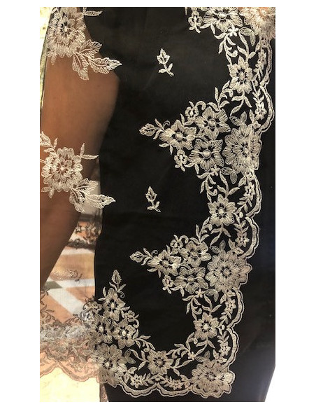 Mantilla máquina negro plata 120*220