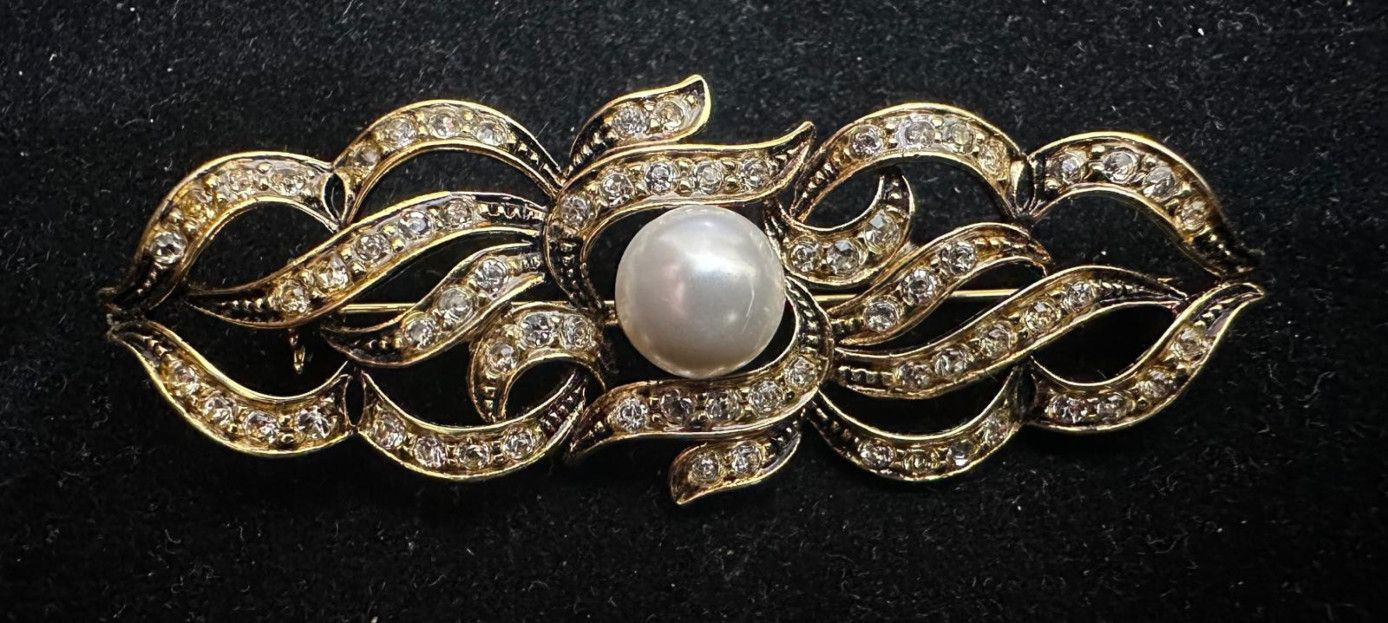 Broche rodio perla