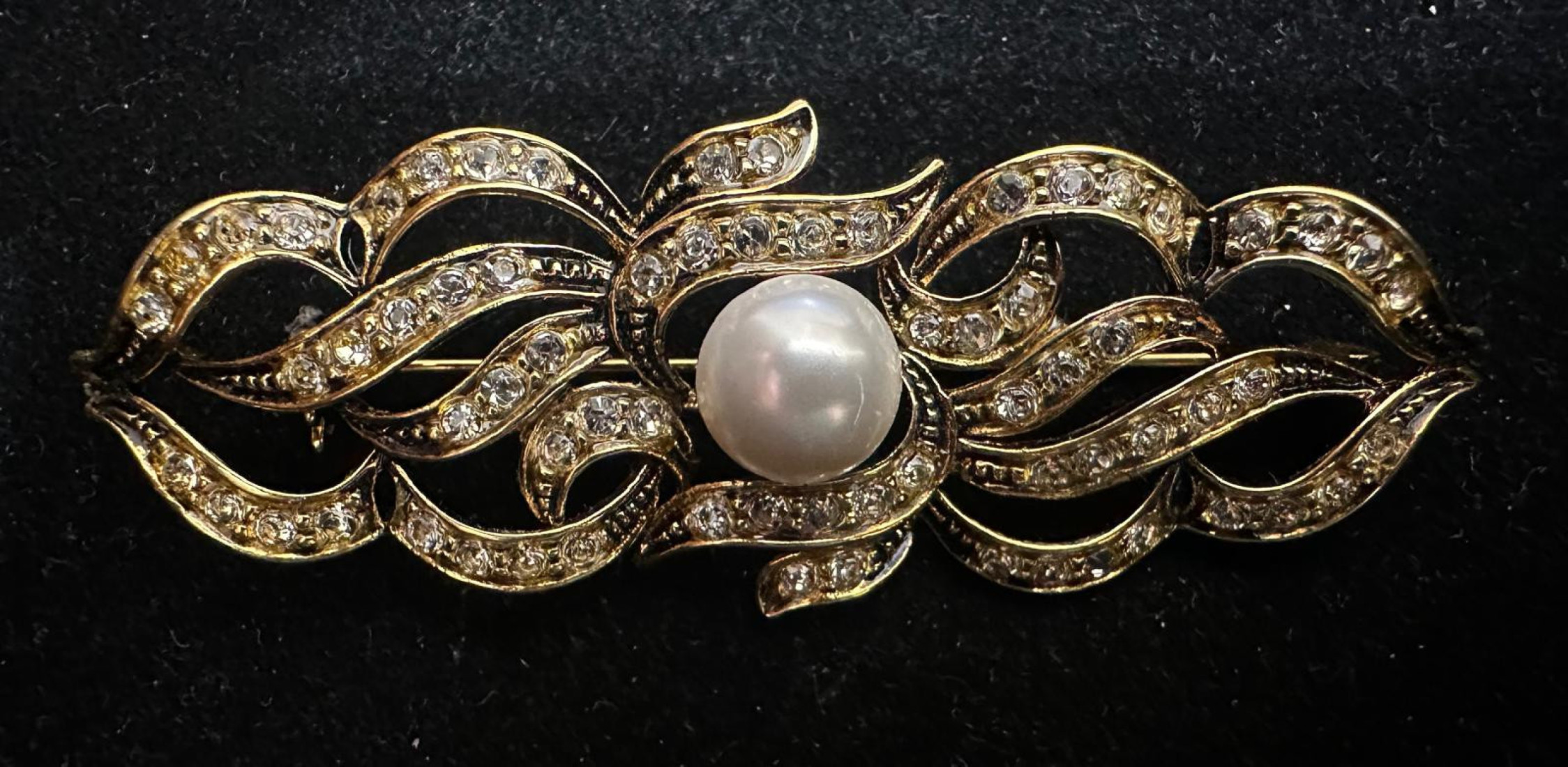 Broche rodio perla