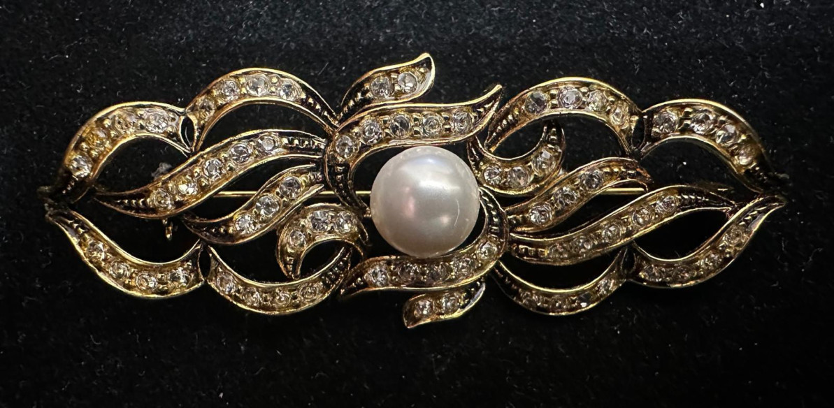 Broche rodio perla