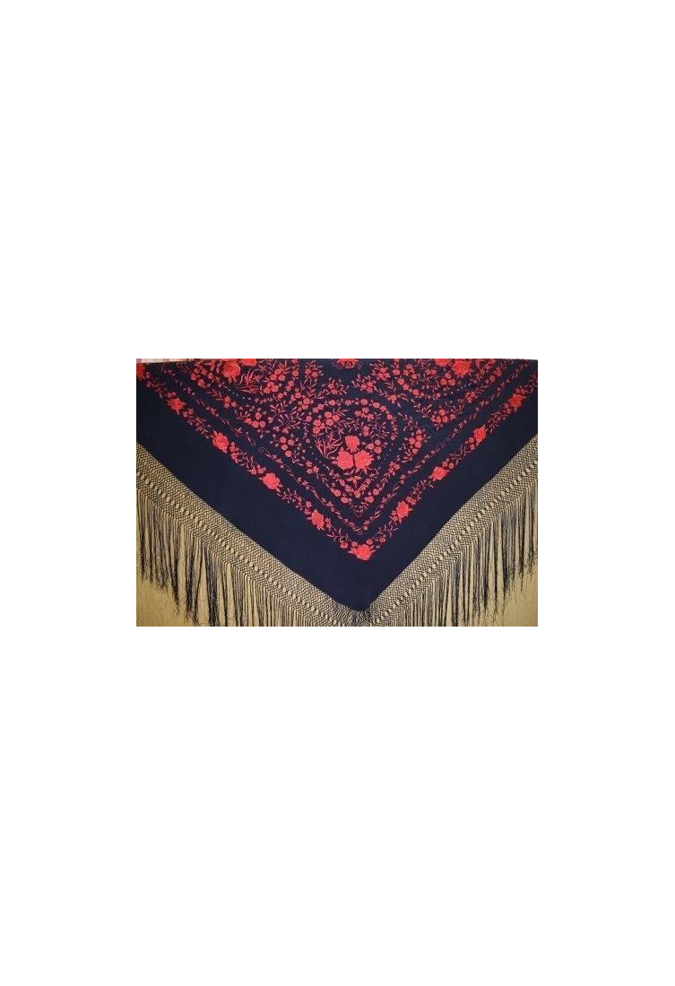 Mantón bordado a mano en seda 140cm